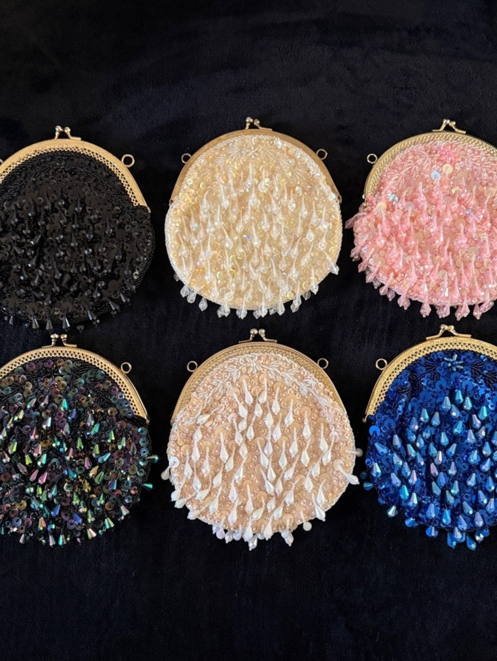 Vintage Iridescent Beaded Sequins Formal Evening Clutch Bag - Picture 5 of 5